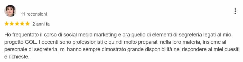 Recensione corso social media marketing e disponibilità dei docenti