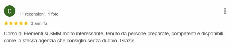 Recensione corso Elementi SMM interessante con persone preparate e disponibili