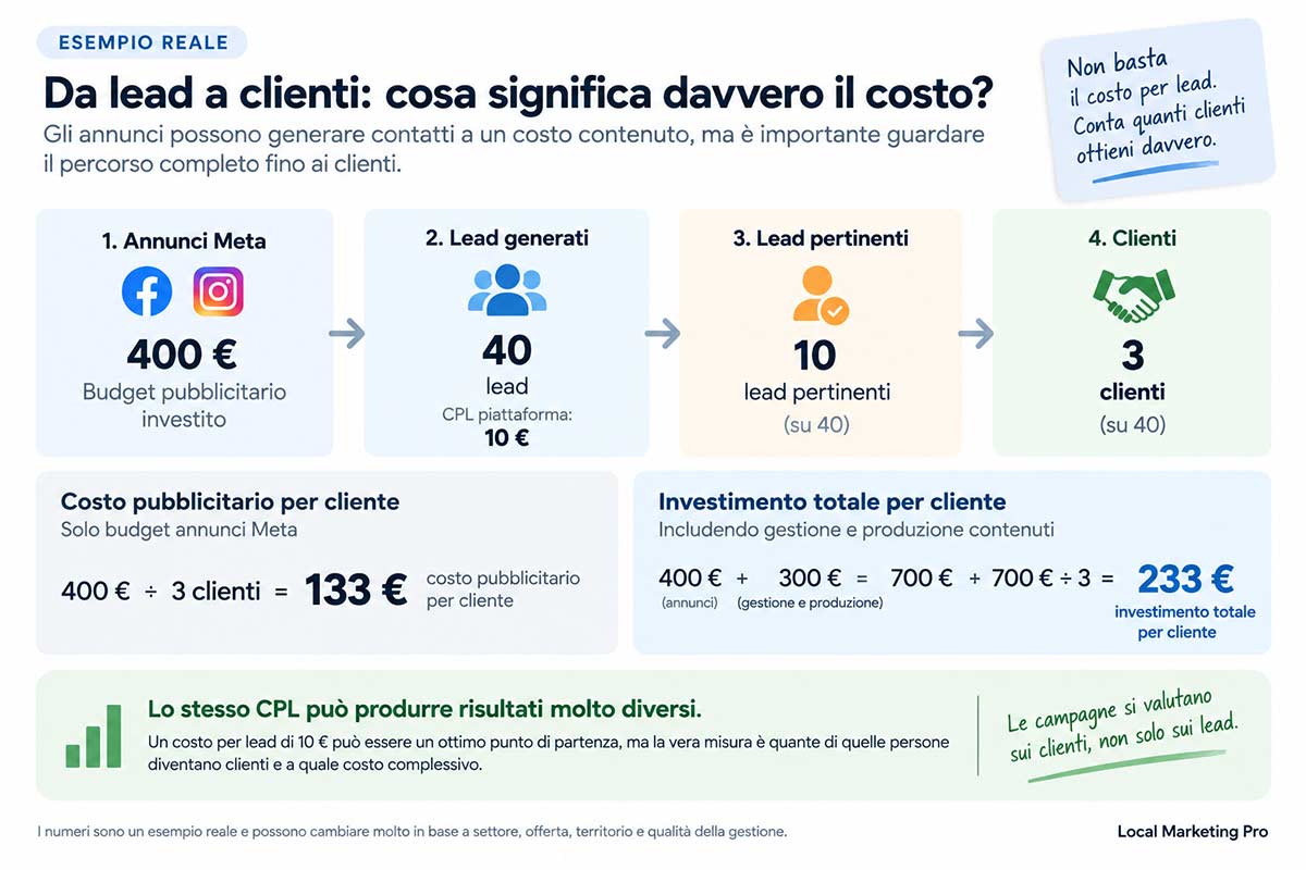 Dal costo per lead al costo complessivo per cliente in una campagna Meta Ads